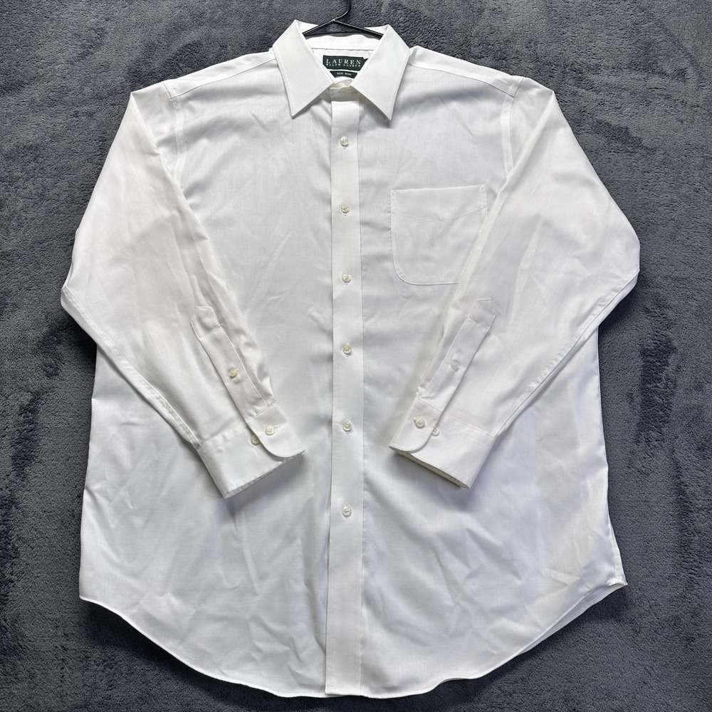 Lauren Ralph Lauren Dress Shirt Mens 16.5 32/33 White Non Iron Cotton Twill